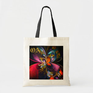 Tote Bag Floral moderne Art Abstrait Rouge Bleu Motif #13