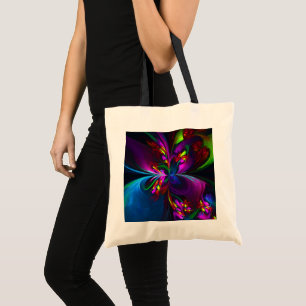 Tote Bag Floral moderne Art Abstrait Rouge Bleu Motif #15