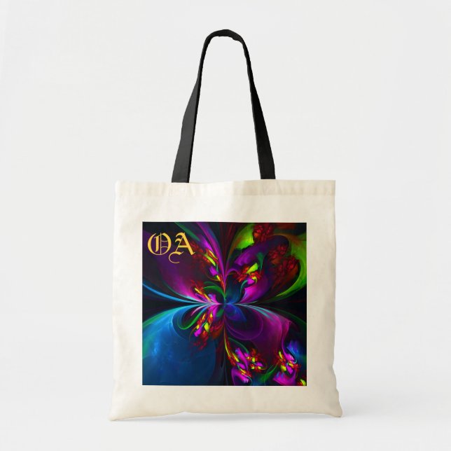 Tote Bag Floral moderne Art Abstrait Rouge Bleu Motif #15 (Devant)
