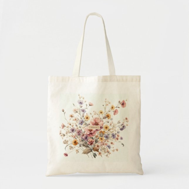 Tote Bag Floral moderne rose girly élégant élégant (Devant)