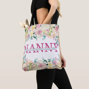 Tote Bag Floral Nanny scinde Monogramme avec des petits-enf