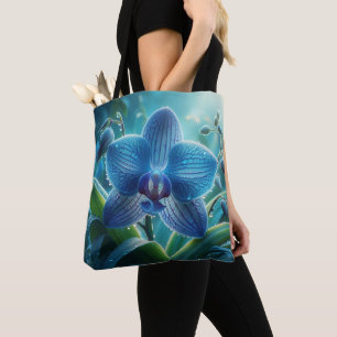Tote Bag Floral orchidée bleue