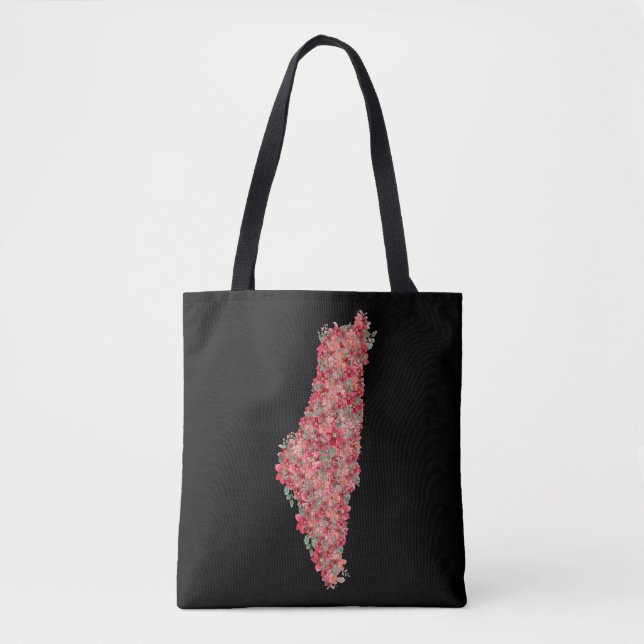 Tote Bag Floral Palestine carte la liberté artistique pour  (Devant)