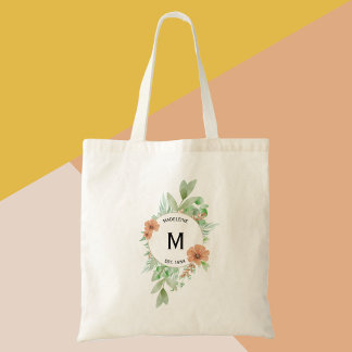 Tote Bag Floral Peach cadeau d'anniversaire personnalisé |