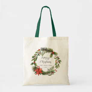 Tote Bag Floral Poinsettia Botanique Noël