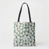 Tote Bag Floral Printemps Daffodique | Monogramme vert (Devant)