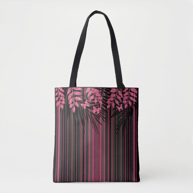 Tote Bag Floral, rayé, rétro (Devant)