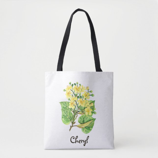 Tote Bag Floral Retour À L'École (Devant)