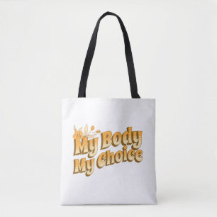 Tote Bag Floral Retro Mon corps Mon choix Droits des femmes