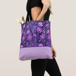 Tote Bag Floral rose et jaune marguerite, bloc de couleur