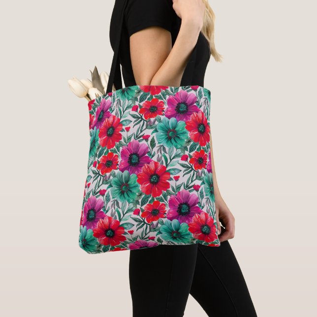 Tote Bag Floral rustique mode rétro motif (De près)