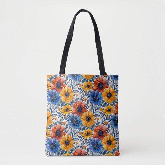 Tote Bag Floral rustique mode rétro motif (Devant)