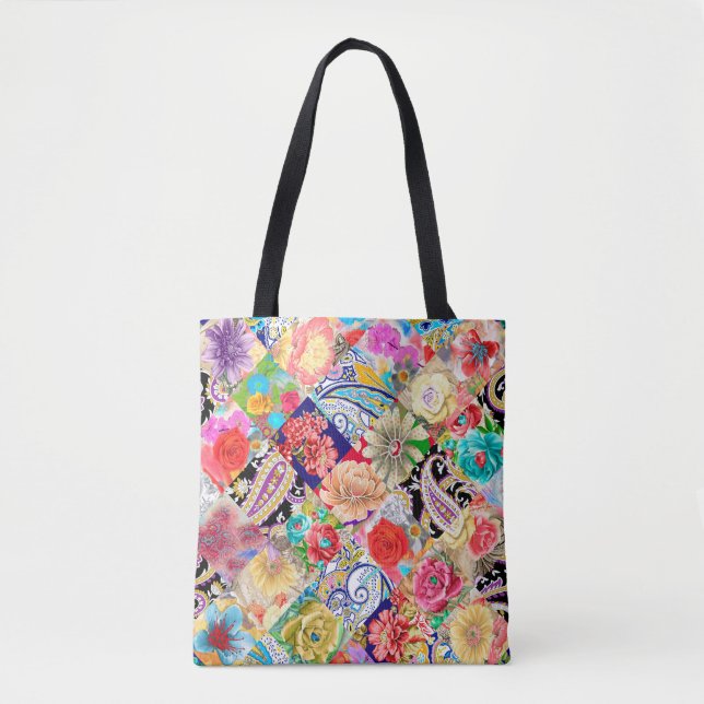 Tote Bag Floral sans couture motif fleurs blanches Bot (Devant)