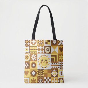 Tote Bag Floral scandinave : Carte Vintage Abstraite.