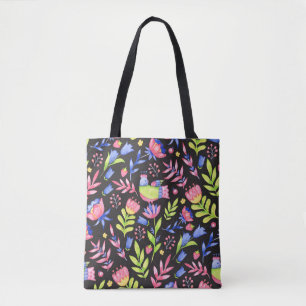 Tote Bag Floral seamless pattern design. Spring flowers and