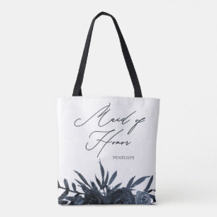 Tote Bag Flore bleue avec une servante d'honneur Script