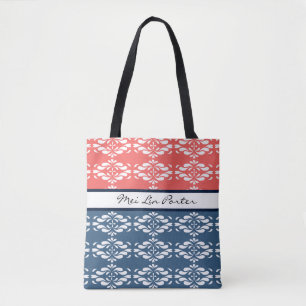 Tote Bag Flore corallienne et bleue