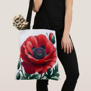 Tote Bag Flore de pavot rouge