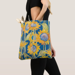 Tote Bag Flore de tournesol bleu