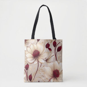 Tote Bag Flore Délicieuse Avec Fleurs Bourgognes