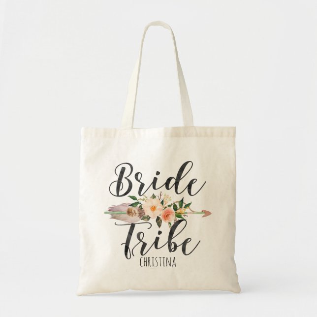 Tote Bag Flore Flore "Tribe de Mariée" Flore Flèche Personn (Devant)
