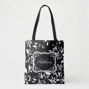 Tote Bag Flore noire et blanche