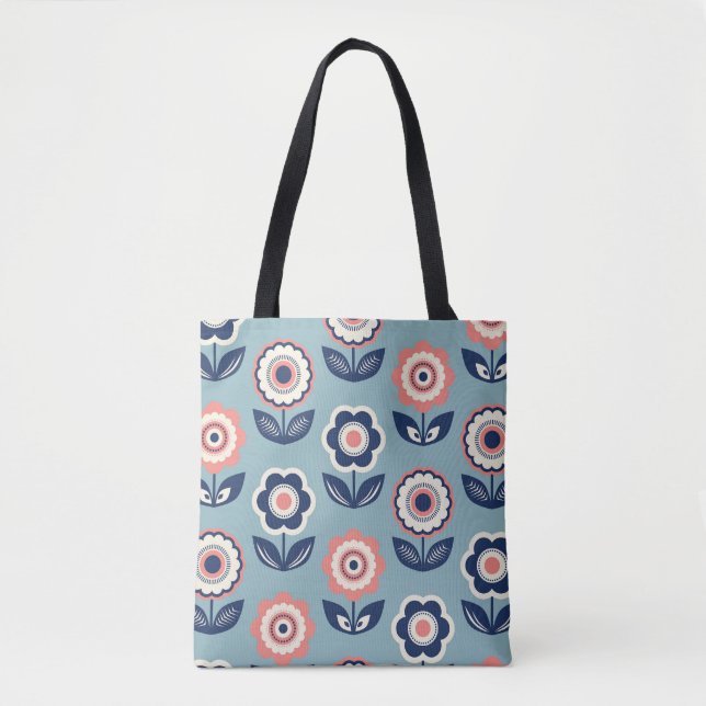 Tote Bag Flore rétro : Charme Motif intemporel (Devant)
