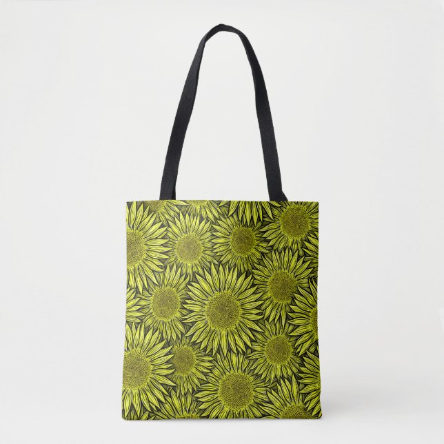 Tote Bag Flore Rustique Tournesol Jaune Main tirée (Devant)