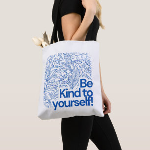 Tote Bag Flore simple bleu et blanc