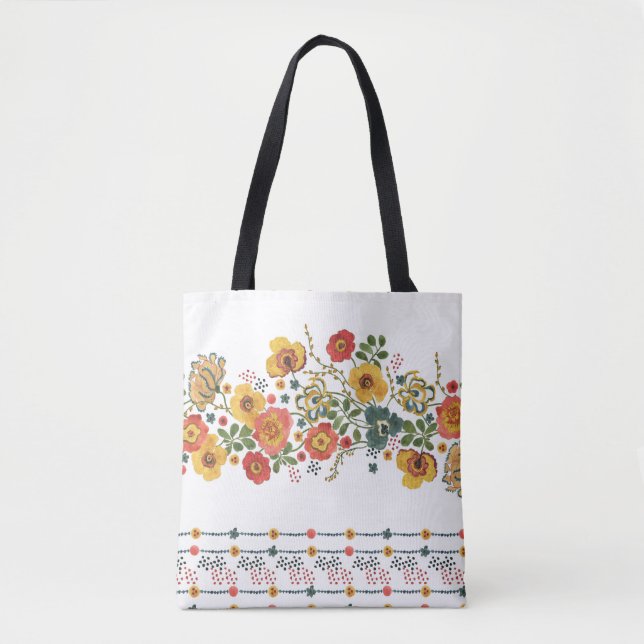 Tote Bag Flore stylisée : Aquarelle Design sans joint. (Devant)