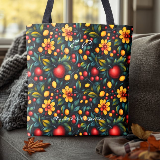 Tote Bag Flore traditionnelle Khokhloma avec touche moderne (Créateur téléchargé)