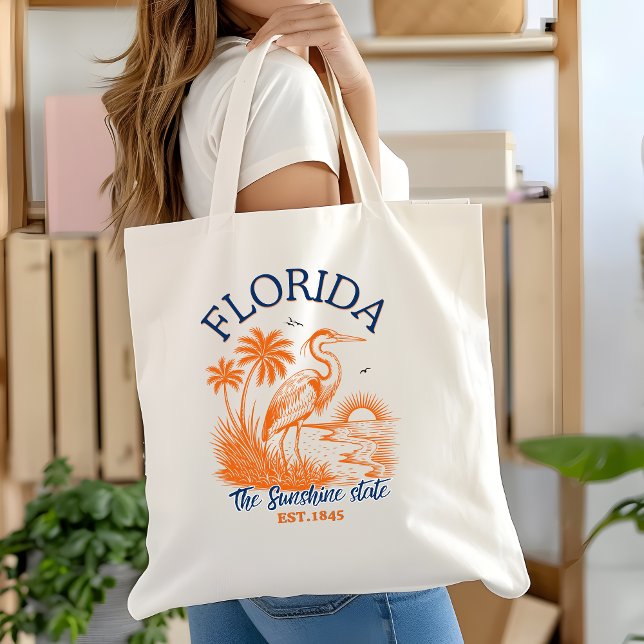 Tote Bag Florida The Sunshine State - Beach &Palms Artwork (Créateur téléchargé)