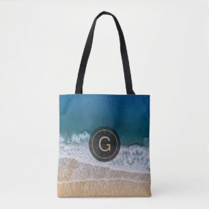 Tote Bag Florida Turquoise Blue Sea & Beach Custom Monogram