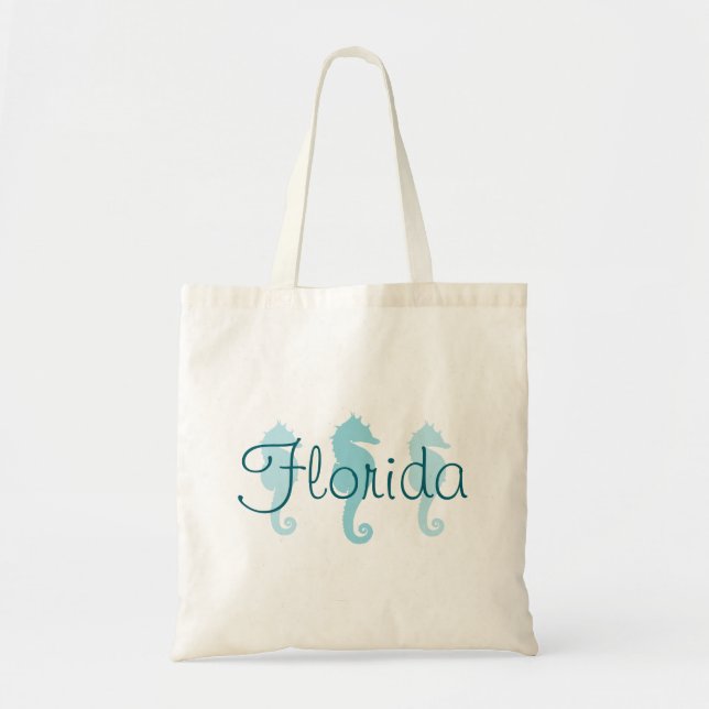Tote Bag Floride Robin Egg Blue Seahores (Devant)