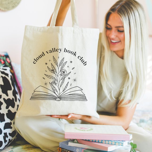 Tote Bag Floroming Floral Book Personnalisé Club du livre (Créateur téléchargé)