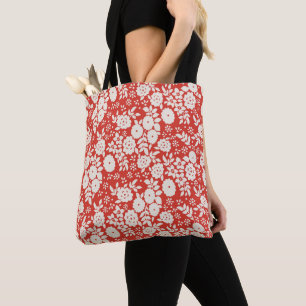 Tote Bag Flower Daisy Vintage Grey Motif