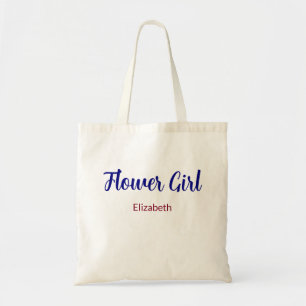 Tote Bag Flower Girl Script Marine bleu et Bourgogne Nom