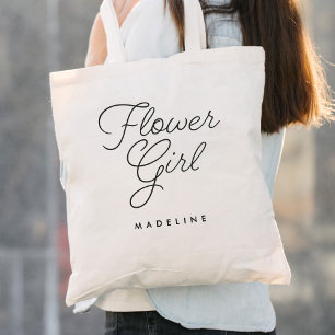 Tote Bag Flower Girl Simple Mariage de calligraphie