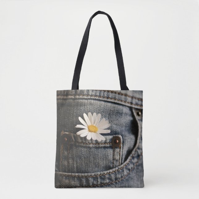Tote Bag Flowers (homonymie) | Daisy in Jeans Pocket (Devant)