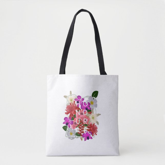 Tote Bag Flowers Of Honduras Word Art (Devant)
