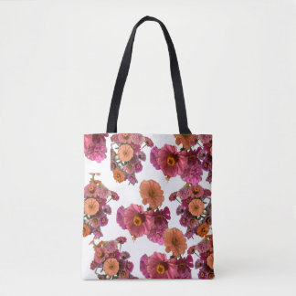 Tote Bag Flowers Zinnia Bouquet Maureen Girard Colorful
