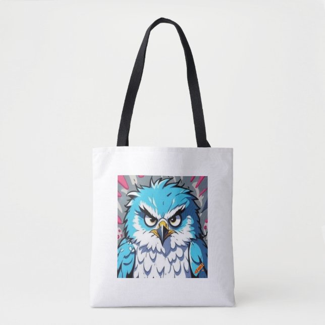 Tote Bag Fluffy bleu et blanc en colère - Graffiti Styl (Devant)
