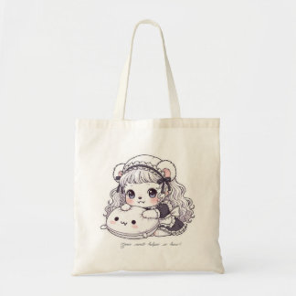 Tote Bag Fluffy Maid Bear - Cute Long Hair & Sweet Outfit