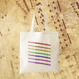 Tote Bag Flûtes colorées arc-en-ciel