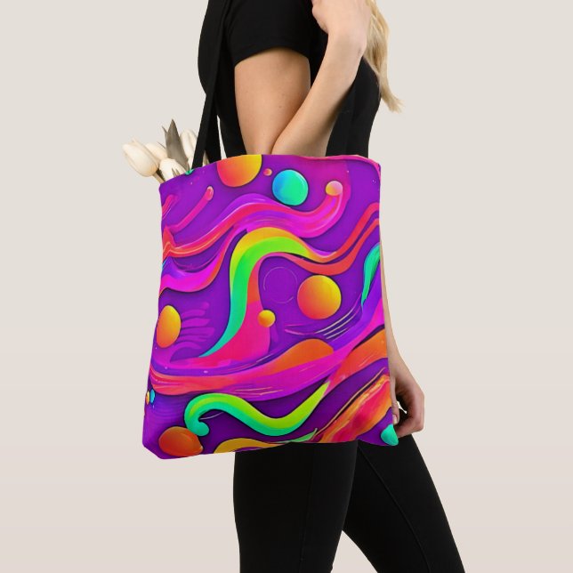Tote Bag Flux arc-en-ciel : Amusement Abstrait (De près)