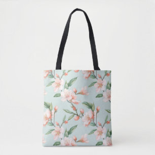 Tote Bag Flux d'arbre rose sur toute impression