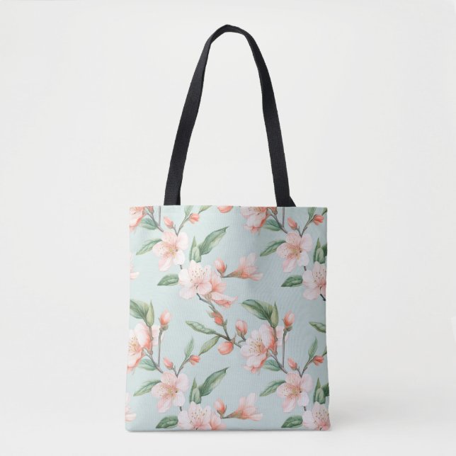Tote Bag Flux d'arbre rose sur toute impression (Devant)