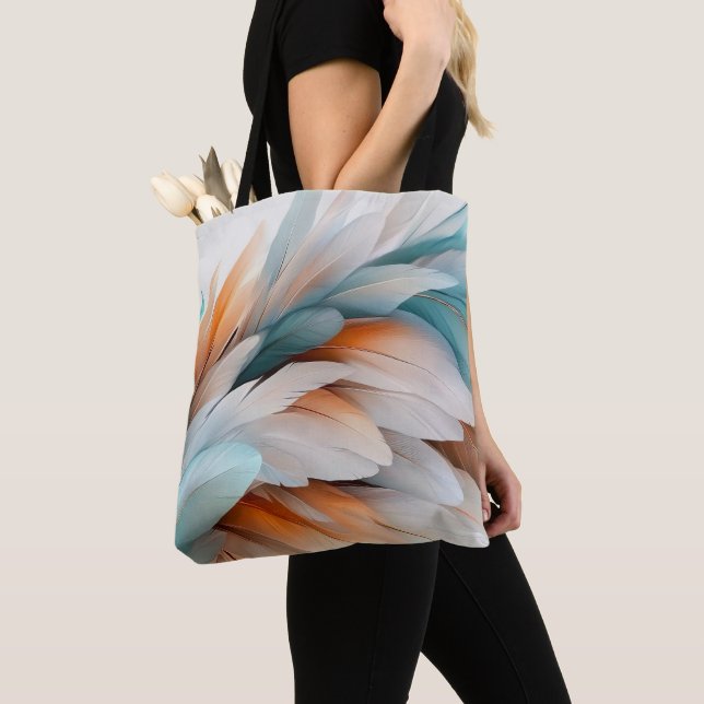 Tote Bag Flux de plume abstrait – Élégance douce (De près)