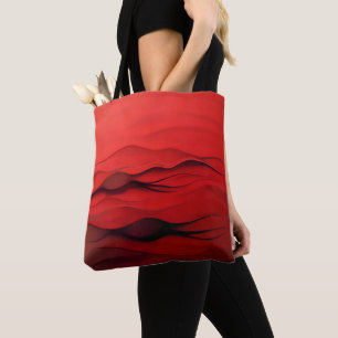 Tote Bag Flux Rouge – Vagues Rouges Abstraites de Mouvement