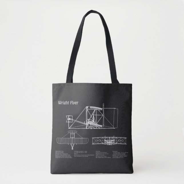 Tote Bag Flyer Wright - Plan de dessin du plan d'avion (Devant)
